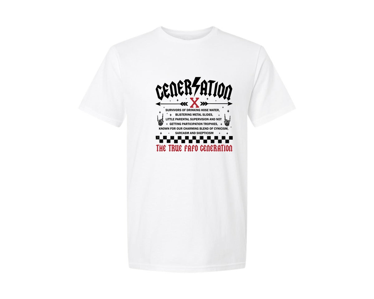 brand:Generic|color:White|Generation X Fafo Quote Design Graphic T-Shirt