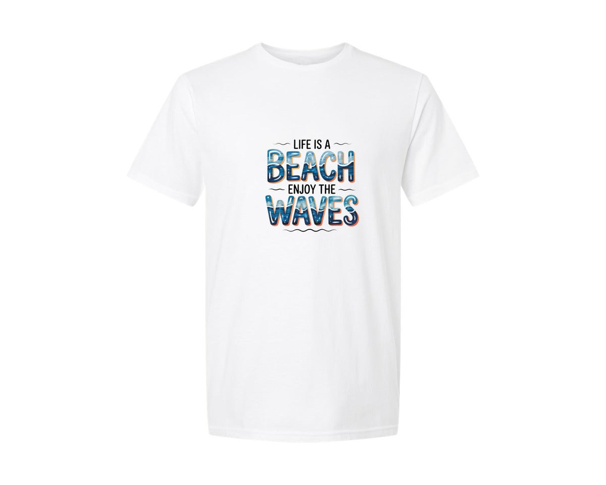 brand:Generic|color:White|Life Is A Beach Enjoy The Waves 9 Graphic T-Shirt