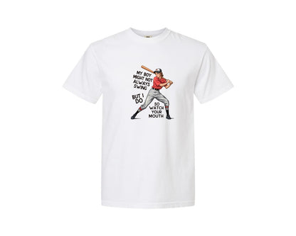 brand:Comfort Colors|color:White|Baseball Mom Funny Softball 3 Graphic T-Shirt