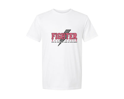 brand:Generic|color:White|Pink Fighter Text For Breast Cancer Graphic T-Shirt