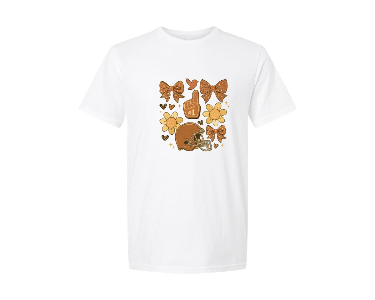 brand:Generic|color:White|Coquette Fall Football Bow Tis The Graphic T-Shirt