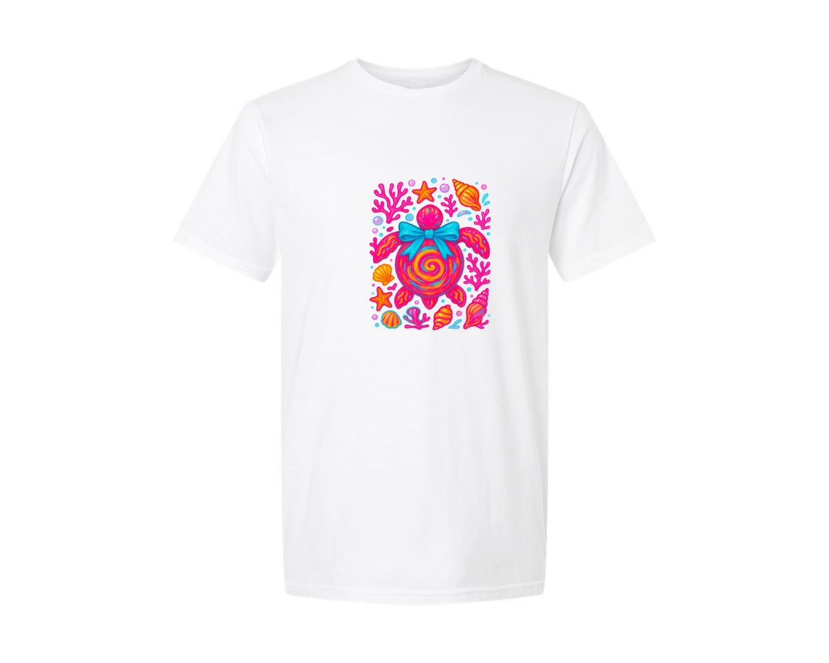 brand:Generic|color:White|Summer Sea Turtle Seashell Beach Graphic T-Shirt