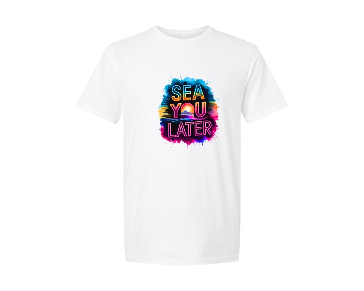 brand:Generic|color:White|Sea You Later Cruise Ship Graphic T-Shirt