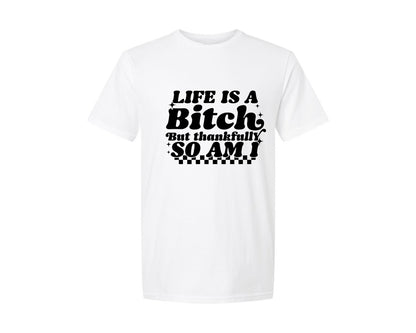 brand:Generic|color:White|Snarky Life Is A Btch Sassy Graphic T-Shirt
