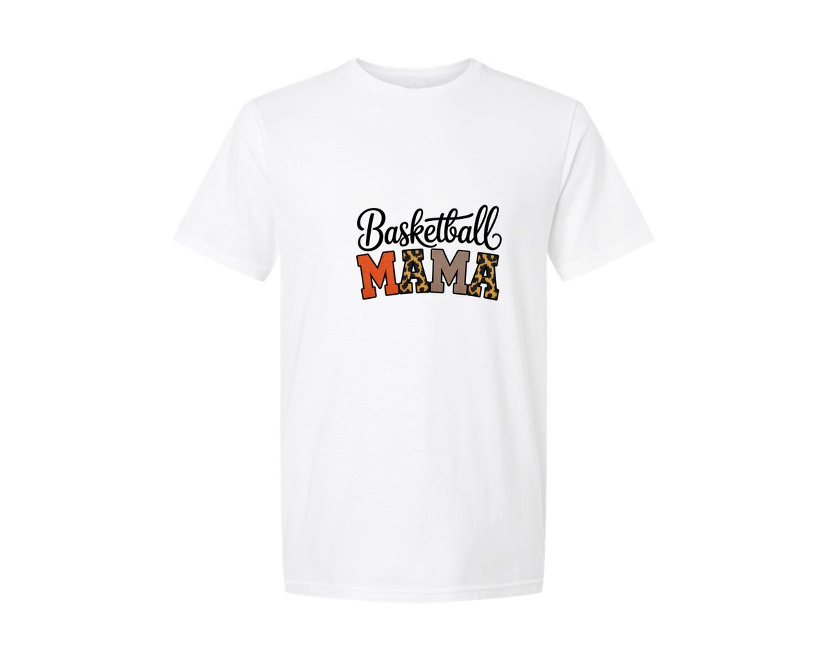 brand:Generic|color:White|Basketball Mama Faux Crochet Mama Graphic T-Shirt