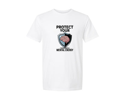 brand:Generic|color:White|Protect Your Mental Energy Health Shirt Graphic T-Shirt
