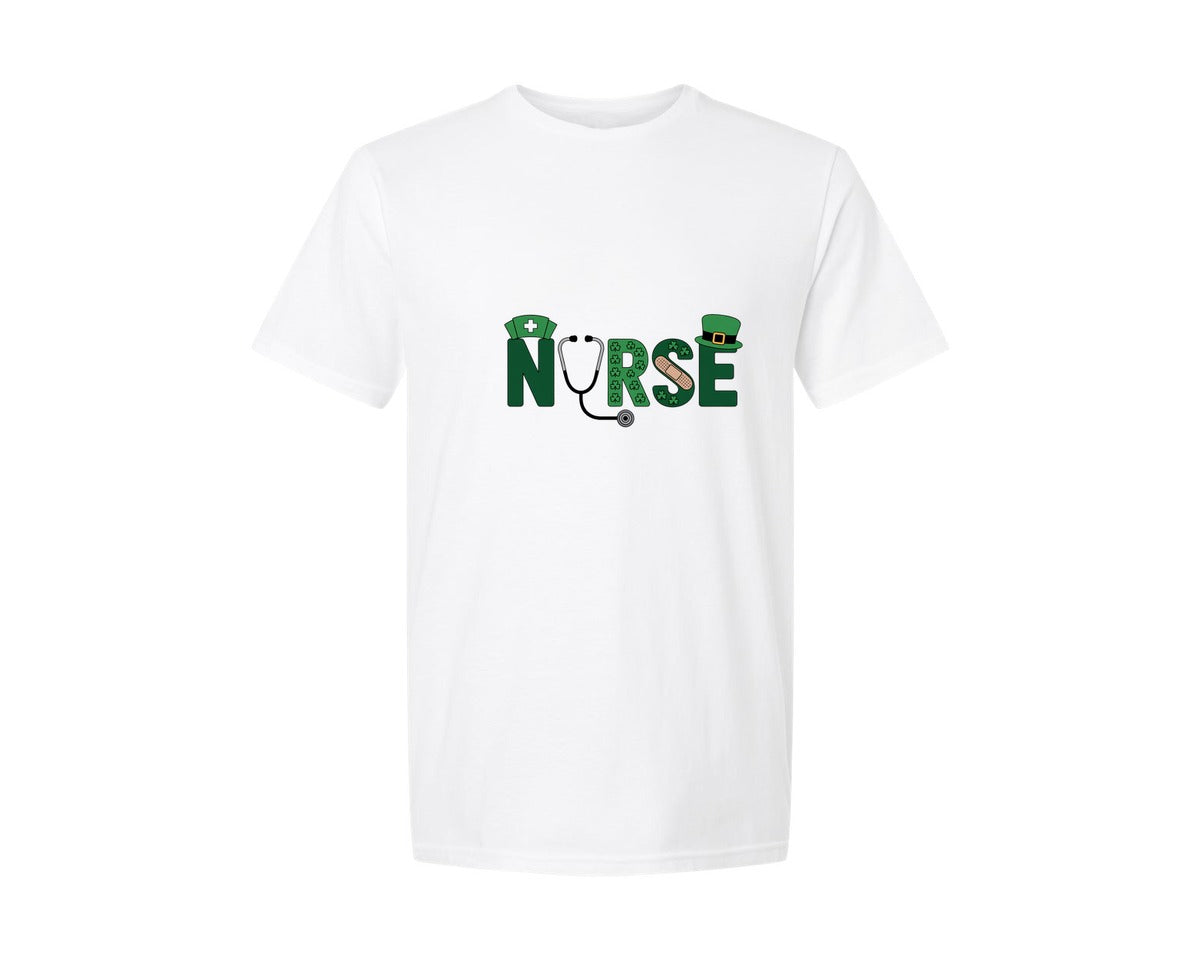 brand:Generic|color:White|Lucky Nurse St Patricks Day 11 Graphic T-Shirt