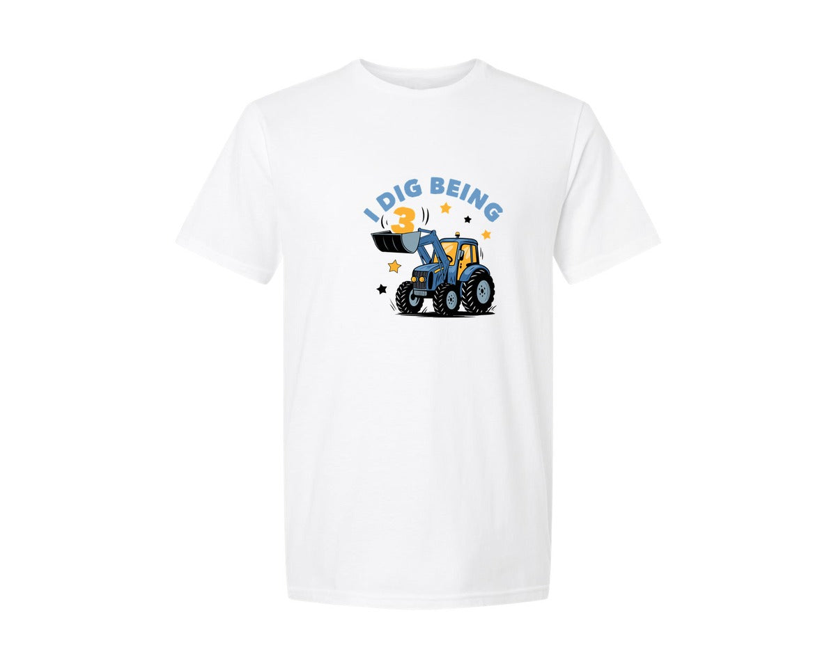 brand:Generic|color:White|I Dig Being Birthday Boy Graphic T-Shirt