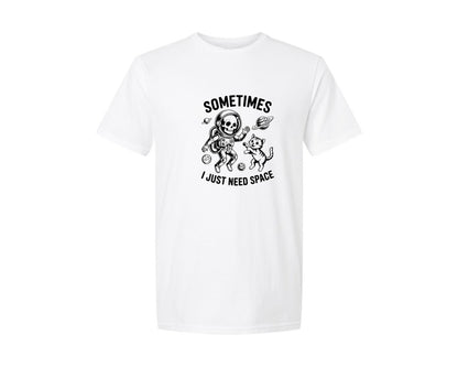 brand:Generic|color:White|Funny Skeleton Astronaut Cat Graphic T-Shirt