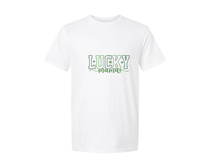 brand:Generic|color:White|Shamrock Lucky Mama St Patricks Day Graphic T-Shirt
