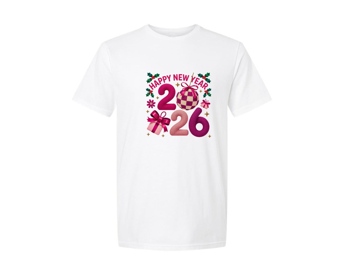 brand:Generic|color:White|Happy New Year 2026 Pngcrochet Yarn 2 Graphic T-Shirt