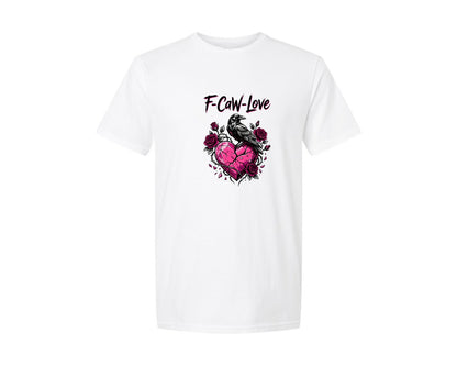 brand:Generic|color:White|F Caw Love Raven Gothic Valentine Graphic T-Shirt