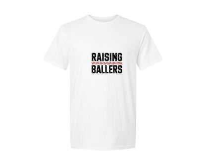 brand:Generic|color:White|Raising Ballers Funny Baseball Graphic T-Shirt