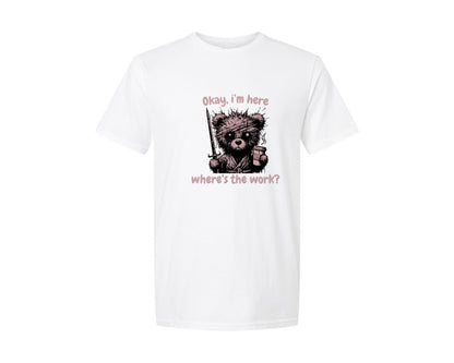 brand:Generic|color:White|Retro Bear With Sword Coffee Graphic T-Shirt