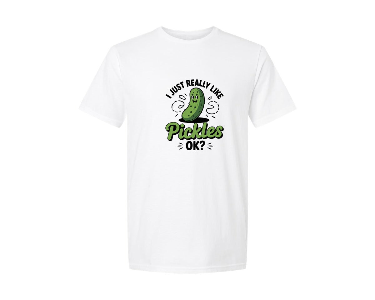 brand:Generic|color:White|I Just Really Like Pickles Funny T Shirt Graphic T-Shirt