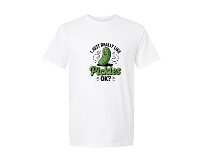 brand:Generic|color:White|I Just Really Like Pickles Funny T Shirt Graphic T-Shirt