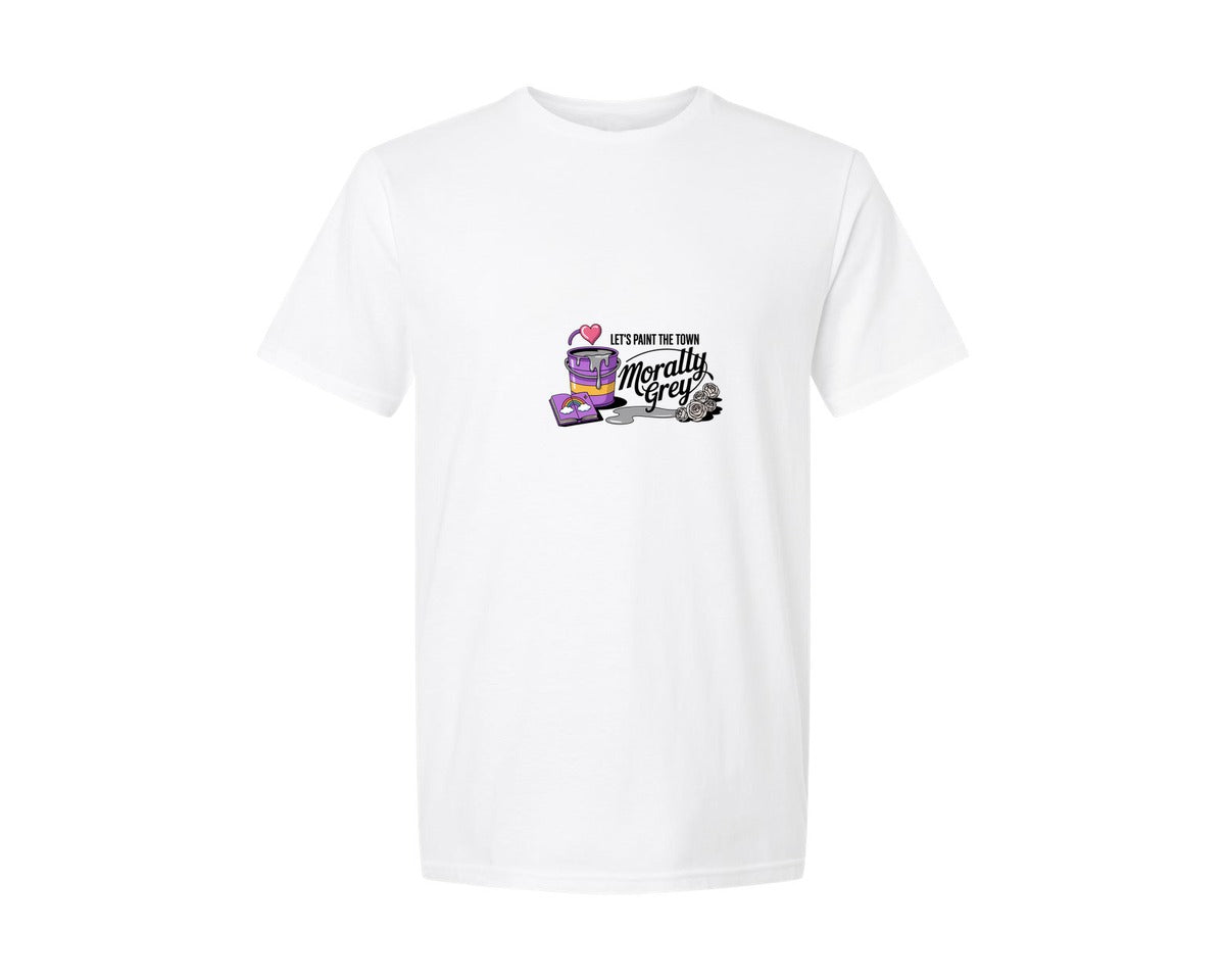 brand:Generic|color:White|Morally Grey Rainbow Goth Style Graphic T-Shirt