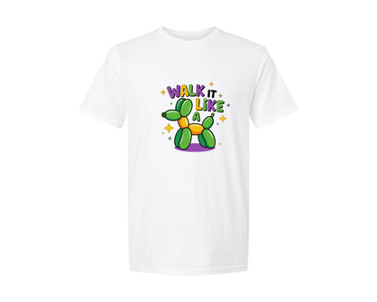brand:Generic|color:White|Walk It Like A Dog Mardi Gras 2 Graphic T-Shirt