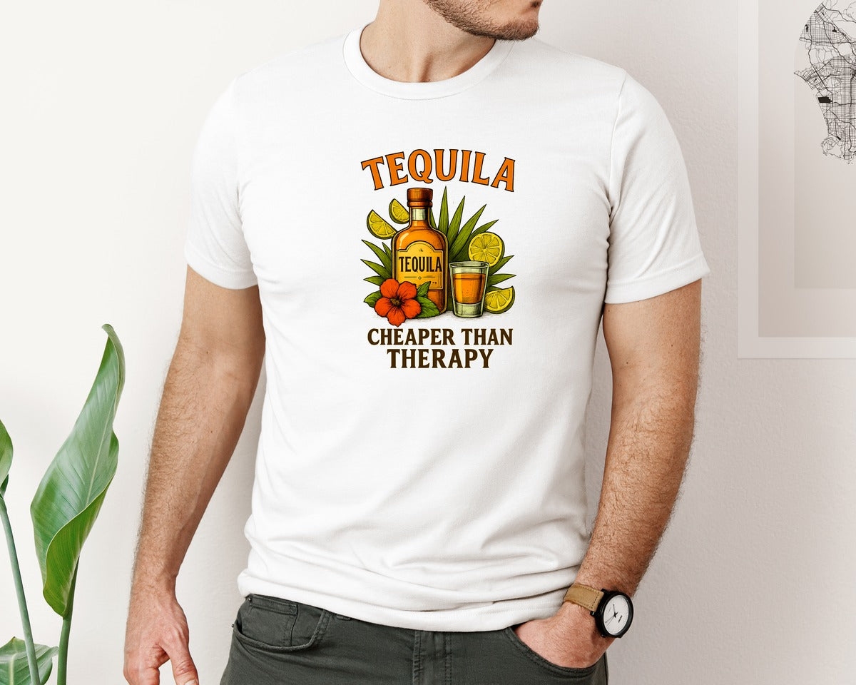 brand:Bella Canvas|color:White|Tequila Cheaper Than Therapy T Shirt 2 Graphic T-Shirt