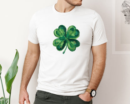 brand:Bella Canvas|color:White|Hand Painted St Patricks Shamrock 2 Graphic T-Shirt