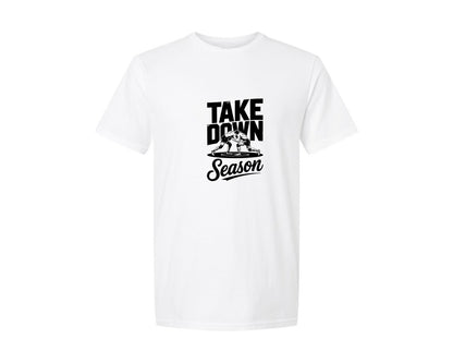 brand:Generic|color:White|Take Down Season Vintage Wresting Shirt Graphic T-Shirt