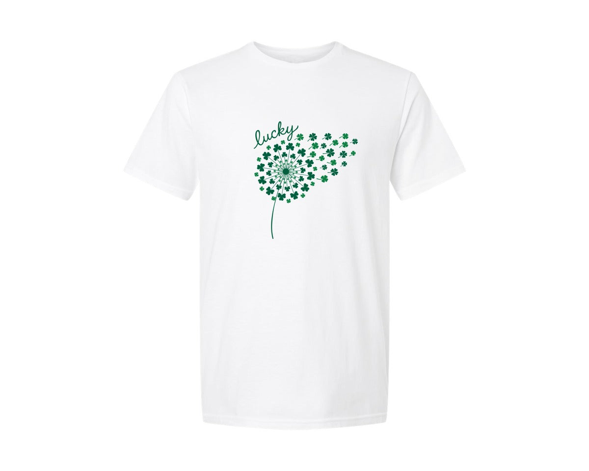 brand:Generic|color:White|St Patricks Day Dandelion Irish Graphic T-Shirt