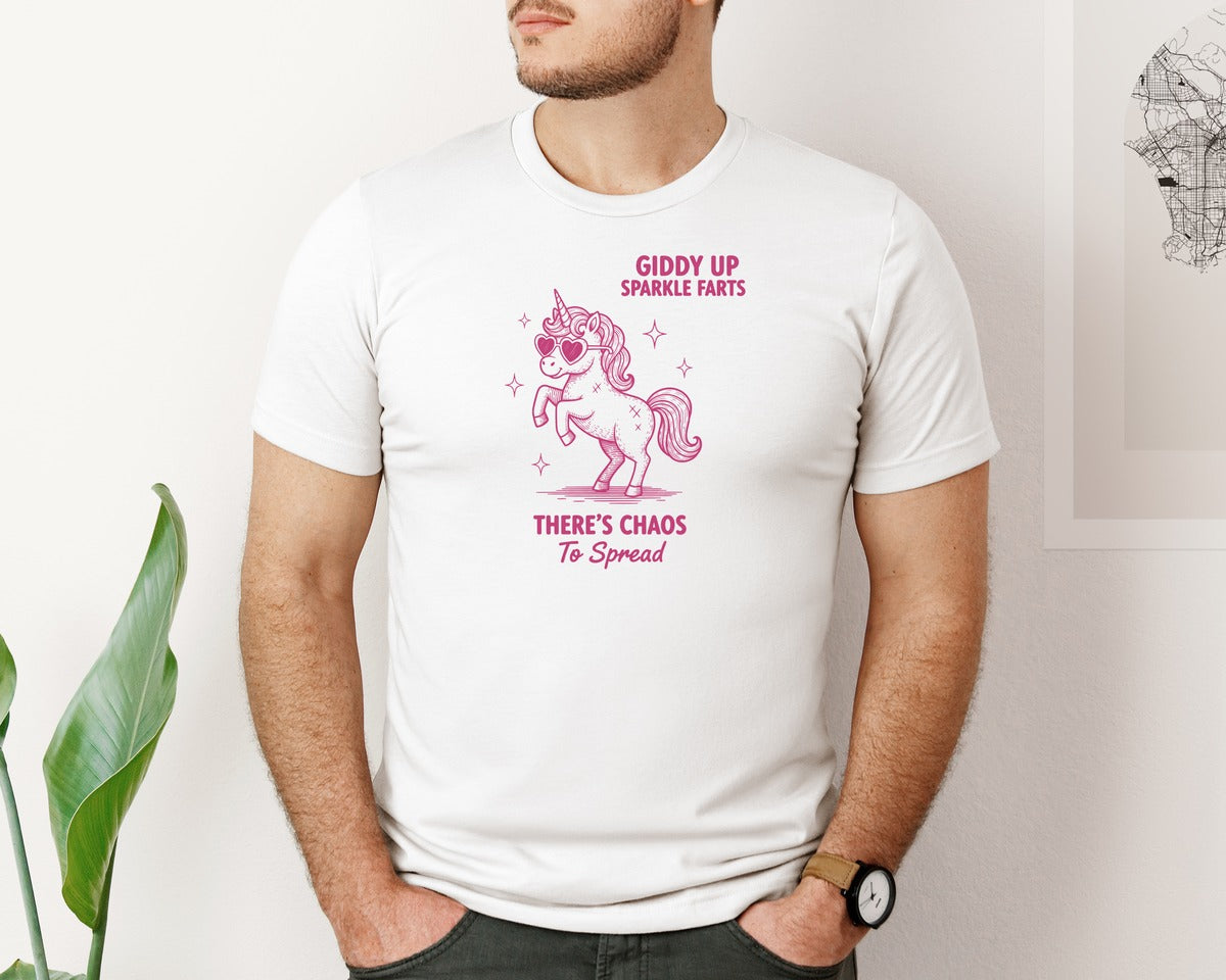 brand:Bella Canvas|color:White|Giddy Up Sparkle Farts 3 Graphic T-Shirt