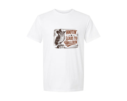 brand:Generic|color:White|Hootin Leads To Hollerin Graphic T-Shirt