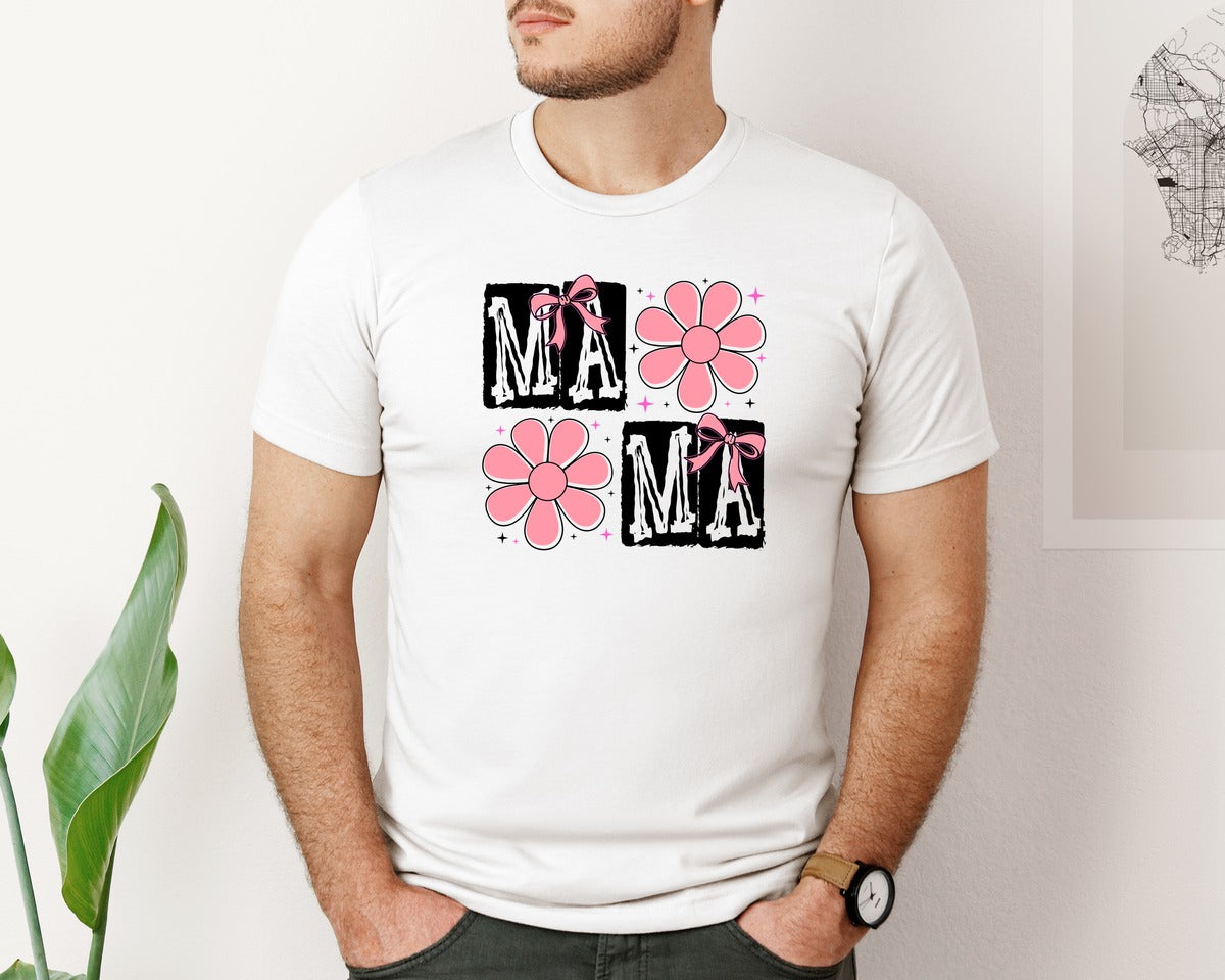 brand:Bella Canvas|color:White|Mama Coquette Bow Mama Bow Graphic T-Shirt
