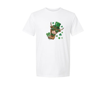 brand:Generic|color:White|Funny St Patricks Day Highland Cow 3 Graphic T-Shirt