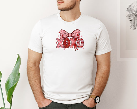 Xoxo Valentine Preppy Coquette Bow Graphic T-Shirt