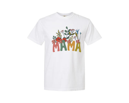 brand:Comfort Colors|color:White|Mama Shirt Wildflowers Mama Shirt Graphic T-Shirt