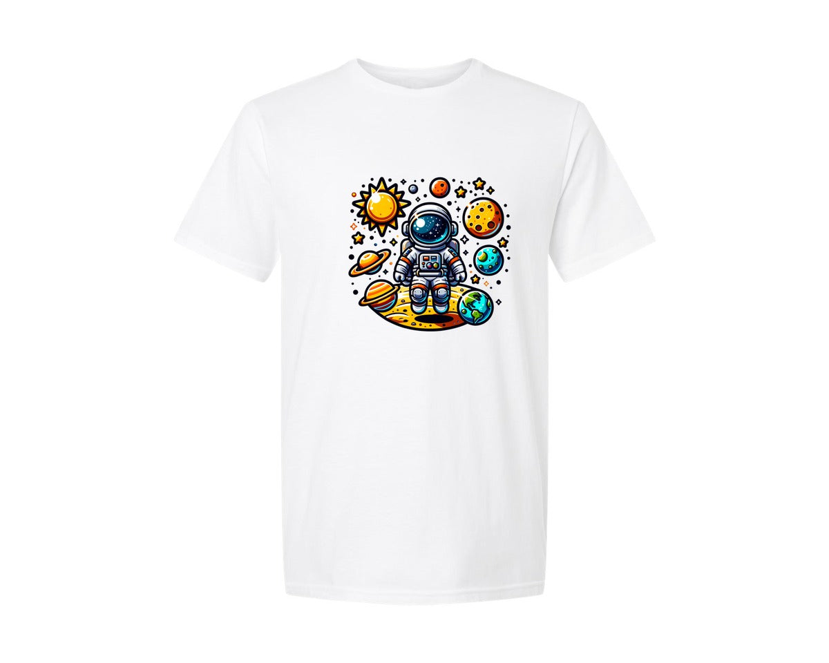 brand:Generic|color:White|Space Astronaut Planets Kids Graphic T-Shirt