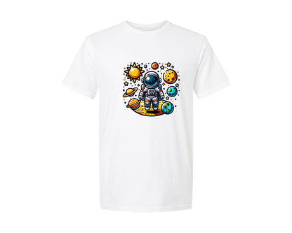 brand:Generic|color:White|Space Astronaut Planets Kids Graphic T-Shirt