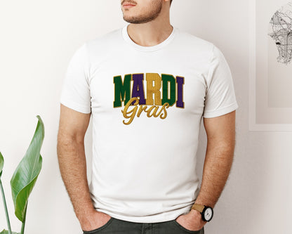 brand:Bella Canvas|color:White|Embroidery Mardi Gras Louisiana Graphic T-Shirt