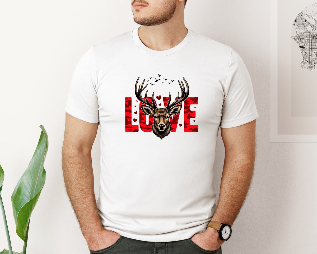brand:Bella Canvas|color:White|Valentine Buck Retro Hunting Camo P Graphic T-Shirt