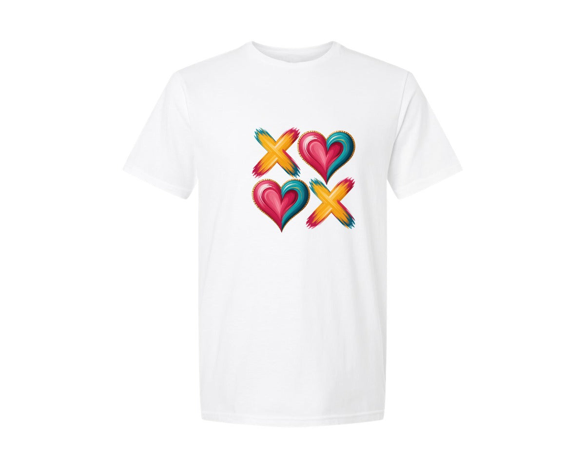brand:Generic|color:White|Xoxo Paint Brush Heart Design Graphic T-Shirt