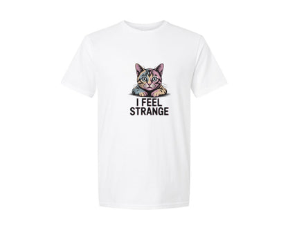 brand:Generic|color:White|Weird Cat Feel Strange Funny Animal Graphic T-Shirt