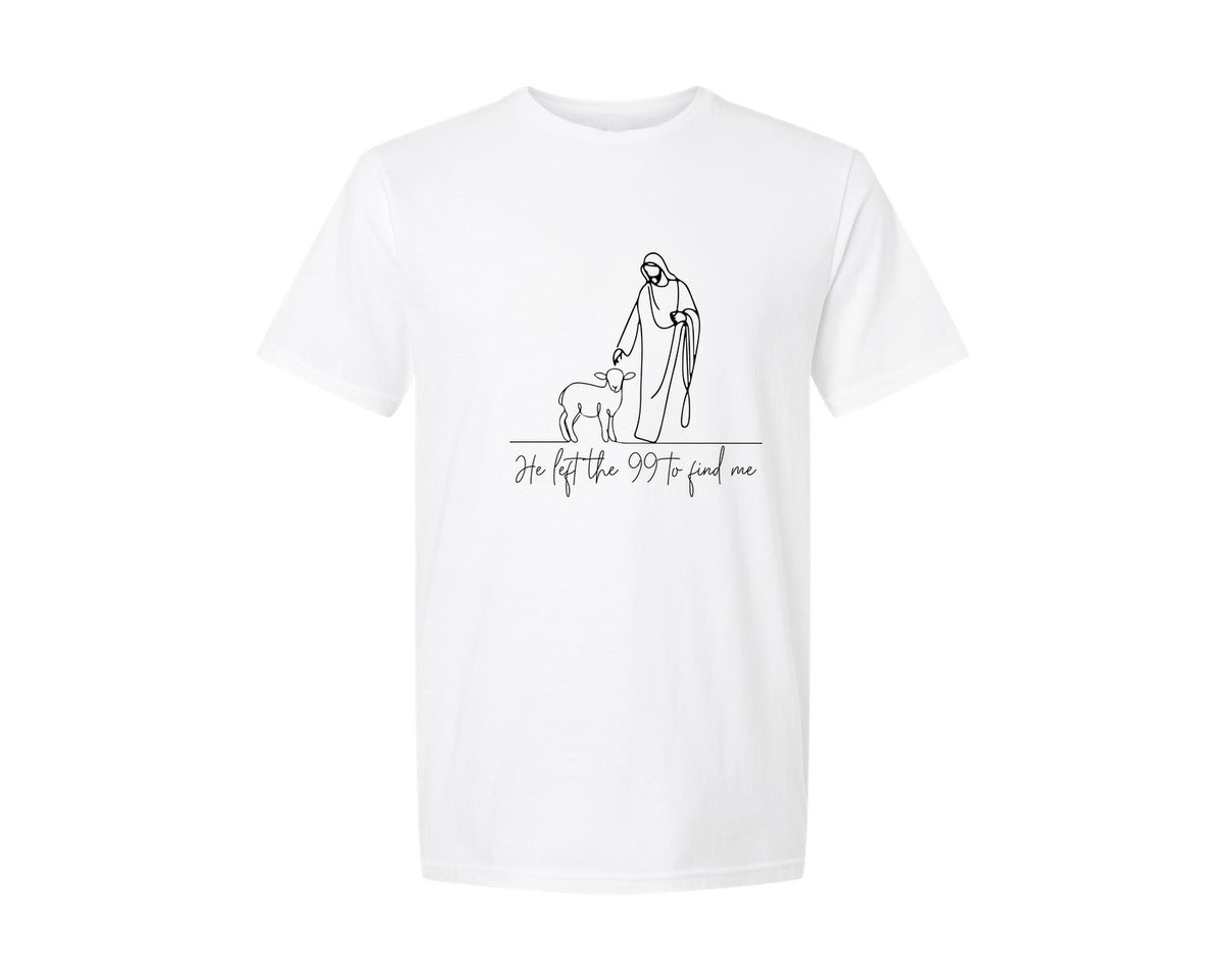 brand:Generic|color:White|He Left The 99 To Find Me Bible Verse Graphic T-Shirt