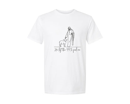 brand:Generic|color:White|He Left The 99 To Find Me Bible Verse Graphic T-Shirt