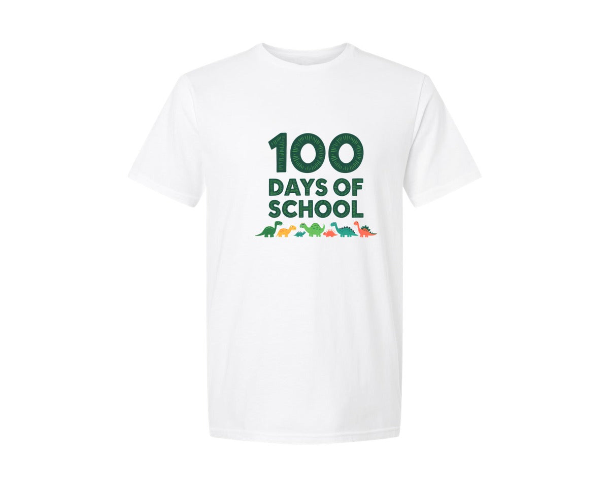 brand:Generic|color:White|100 Days Of School Dinosaurs 2 Graphic T-Shirt