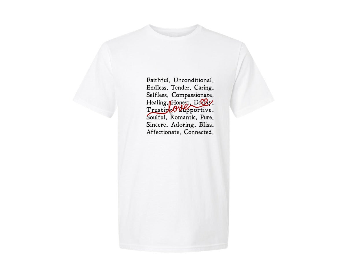 brand:Generic|color:White|Love Words Valentines Day Graphic T-Shirt