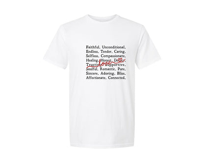 brand:Generic|color:White|Love Words Valentines Day Graphic T-Shirt
