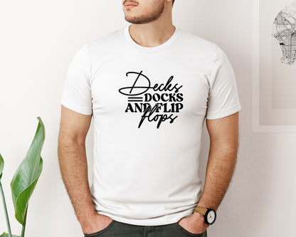 brand:Bella Canvas|color:White|Decks Docks And Flip Flops 8 Graphic T-Shirt