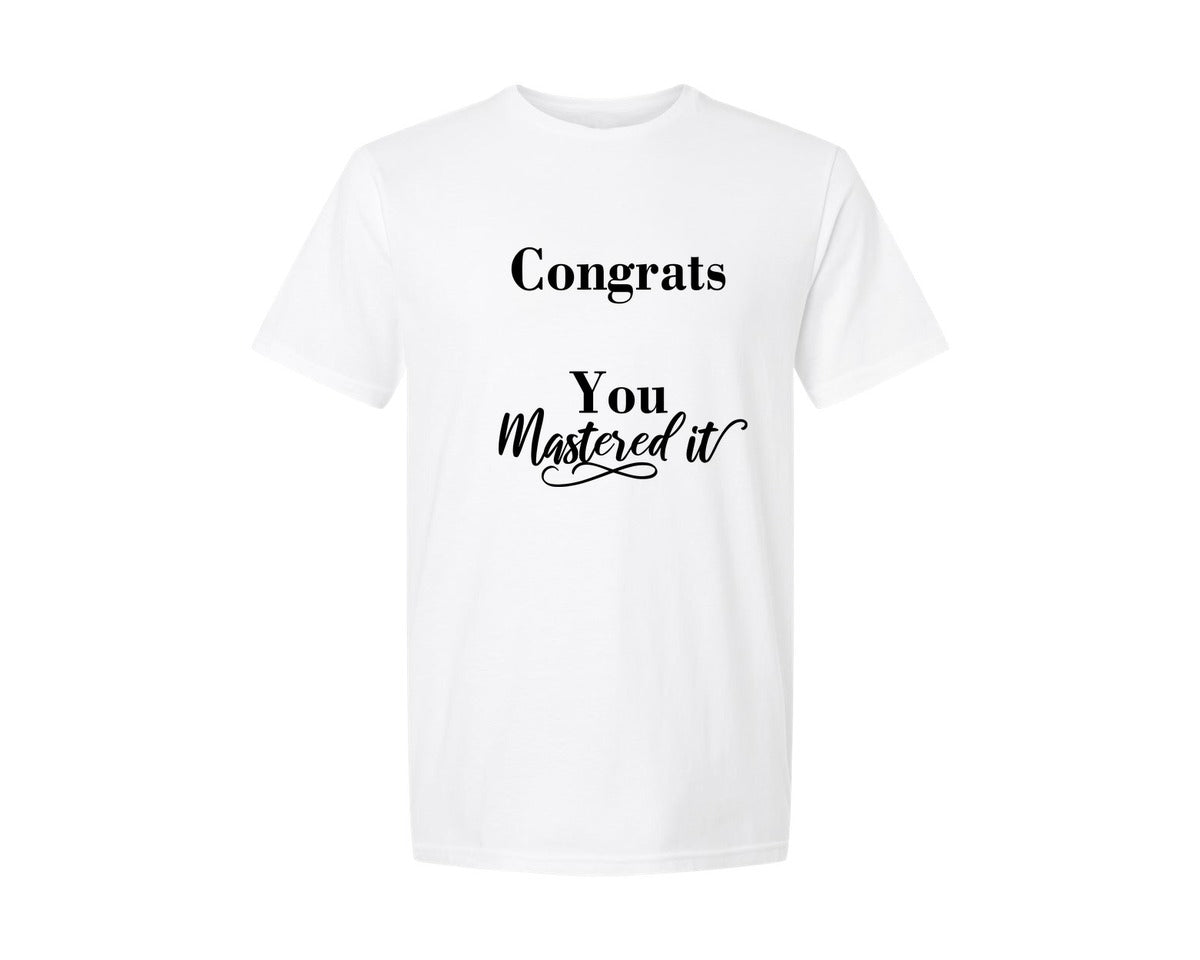 brand:Generic|color:White|Mastered It 2026 Graduation Cap Congrats Graphic T-Shirt