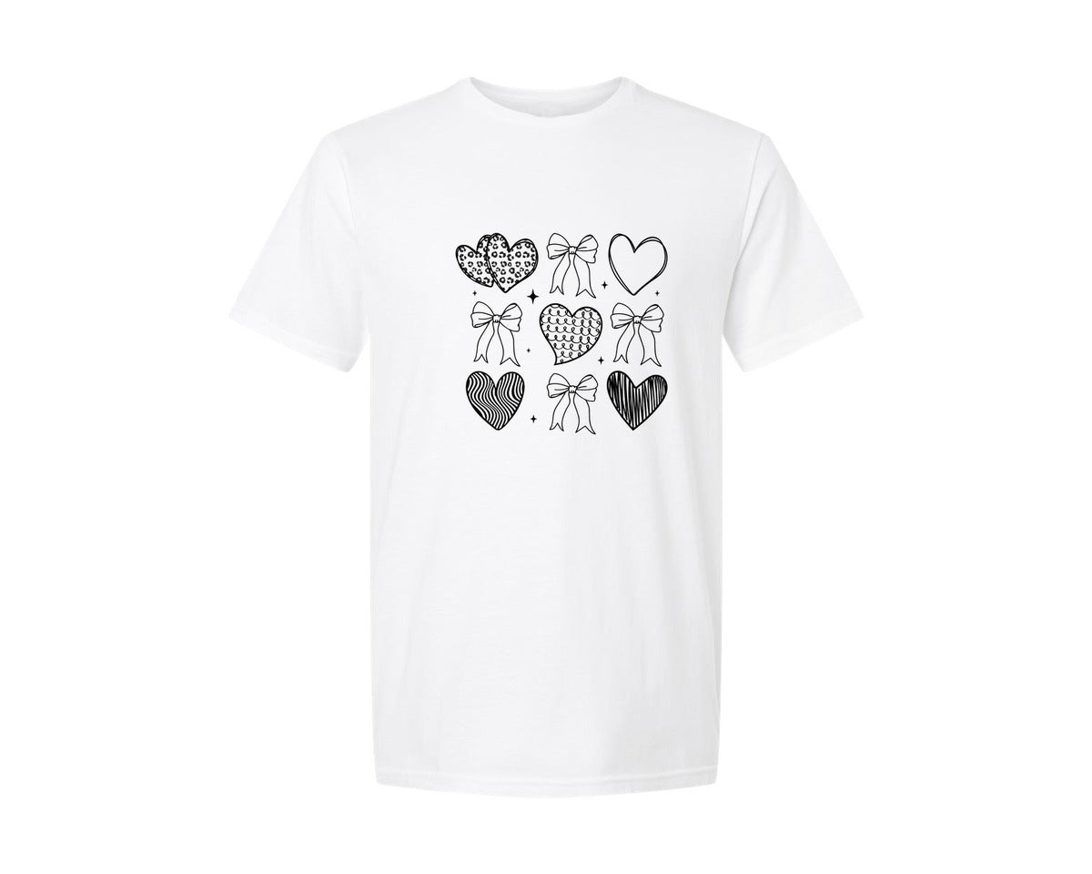 brand:Generic|color:White|Valentine Coquette Heart 7 Graphic T-Shirt