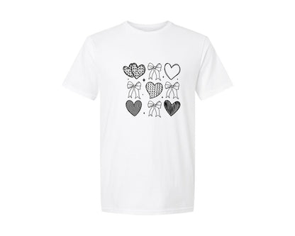 brand:Generic|color:White|Valentine Coquette Heart 7 Graphic T-Shirt