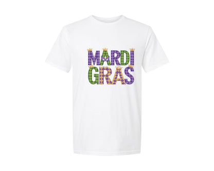 brand:Generic|color:White|Mardi Gras Festive Des Graphic T-Shirt