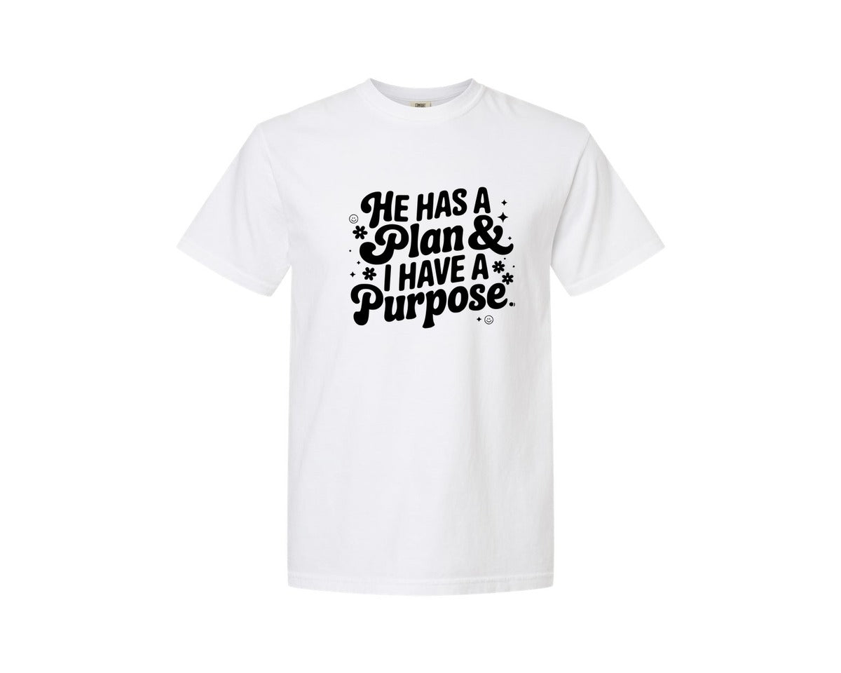 brand:Comfort Colors|color:White|He Has A Plan And I Have A Purpose D Graphic T-Shirt