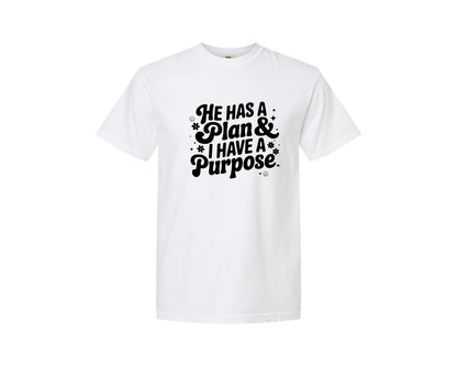 brand:Comfort Colors|color:White|He Has A Plan And I Have A Purpose D Graphic T-Shirt